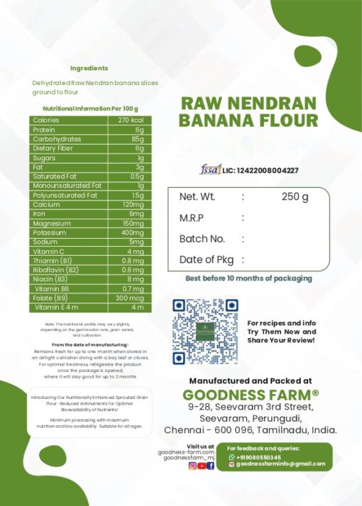 Raw Banana Flour- Nendran variety (250g) ORGANIC - Image 2