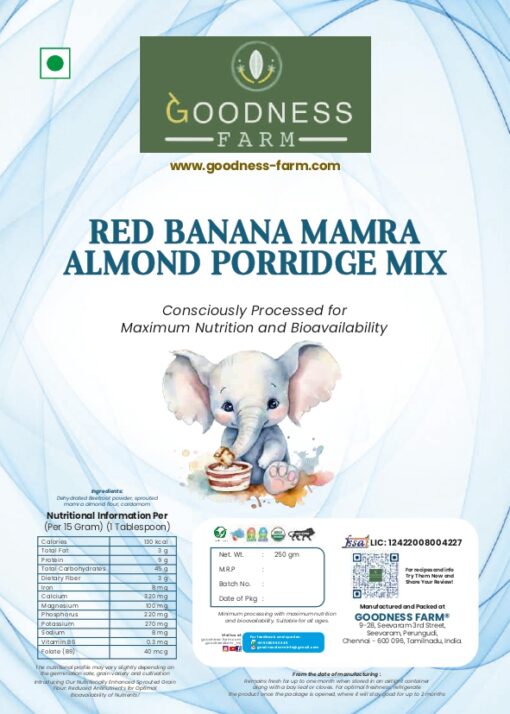Red Banana Mamra Almond Flour Porridge Mix, Organic (250 gms)