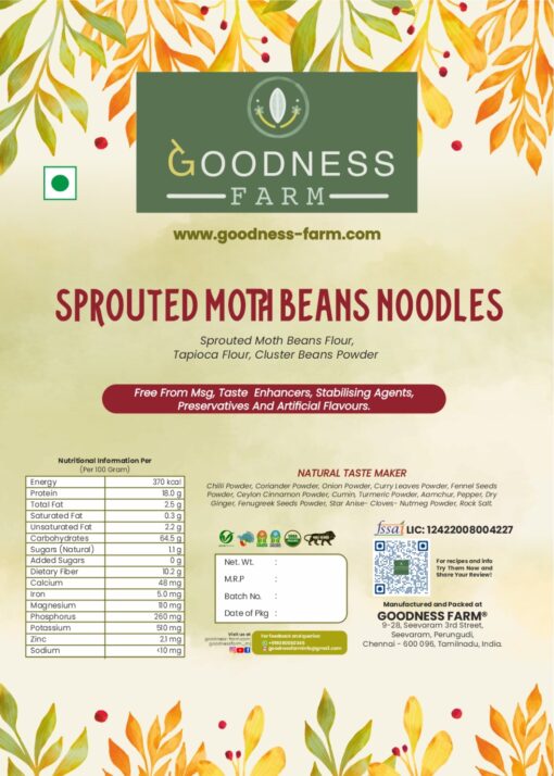 Moth Beans Noodles, Organic (180 G)
